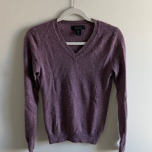 Tahari Women's Plum V-Neck Sweater 2ply cashmere